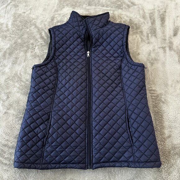 Liverpool LARGE Navy Blue Quilted Puffer Vest Full Zip - Picture 1 of 7